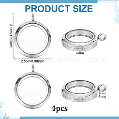 4Pcs 304 Stainless Steel Locket Pendants&nbsp;STAS-FG0001-09