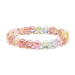 Sparkling Crackle Glass Round Beads Stretch Bracelets Set&nbsp;BJEW-JB07189