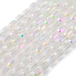 電気メッキガラスビーズセット  多面カット  ABカラー  コラム  クリアAB  4x5~6mm  穴：1mm  約80個/連  15.75''（40センチメートル）&nbsp;X-EGLA-D031-01-01