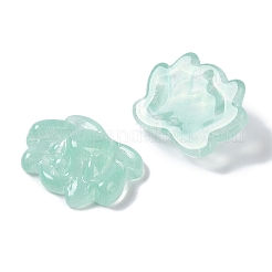 ペイントガラスビーズを焼く  蓮  ミディアムターコイズ  15.5x20.5x7.5mm  穴：1.2mm&nbsp;GLAA-S202-13G
