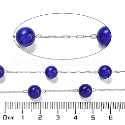 304 Stainless Steel with Glass Cat Eye Link Chains&nbsp;CHS-G038-08P-07