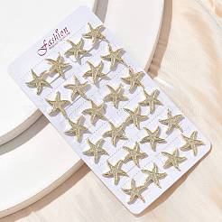 真鍮マイクロペーブクリアキュービックジルコニアスタッドピアス  長持ちメッキ  18KGP本金メッキ  ヒトデ  14.5x15mm&nbsp;EJEW-D305-11G
