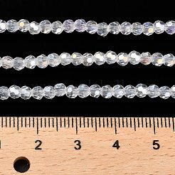 透明ガラスビーズ  32ファセット  ABカラーメッキ  ラウンド  透明  3.5x3mm  穴：1mm  約163~166個/連  50~51cm&nbsp;EGLA-A035-T3mm-B19