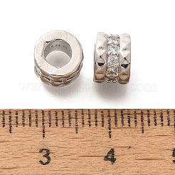 Rack Plating Brass Micro Pave Clear Cubic Zirconia European Beads&nbsp;KK-H508-12P