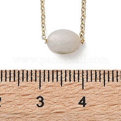 304 Stainless Steel & Oval Natural Jade Cable Chain Necklaces for Women&nbsp;NJEW-A045-12G