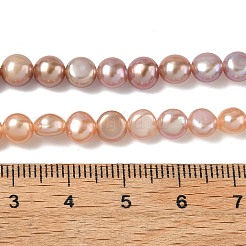 天然養殖淡水パールビーズ連売り  研磨両側  グレード7a+  ロージーブラウン  5~6mm  穴：0.5mm  約64個/連  13.78インチ（35cm）&nbsp;PEAR-C004-21D