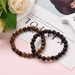 天然木ラウンドビーズストレッチブレスレット  内径：2-1/4インチ（5.8cm）  ビーズ：8.5mm  2個/セット&nbsp;BJEW-JB05660