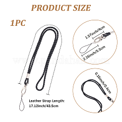 PUレザー携帯ストラップ  合金クラスプ付  ブラック  860mm&nbsp;HJEW-WH20003-40B