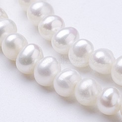 天然養殖淡水パールビーズ連売り  ポテト  ホワイト  3.1~3.5x4~4.5mm  穴：0.5mm  約105~110個/連  15~15.3インチ&nbsp;PEAR-F004-65