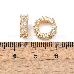 Brass Micro Pave Clear Cubic Zirconia European Beads&nbsp;KK-C142-03LG