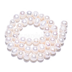 天然養殖淡水パールビーズ連売り  ポテト  乳白色  7.5~10x6.5~8.5mm  穴：0.7mm  約45~46個/連  13.78~13.98インチ（35~35.5cm）&nbsp;X-PEAR-N013-07N