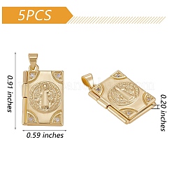 5Pcs Rack Plating Brass Micro Pave Clear Cubic Zirconia Locket Pendants&nbsp;ZIRC-SZ0003-78