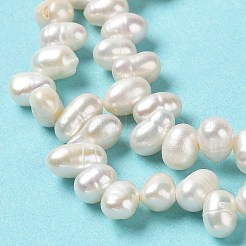 天然養殖淡水パールビーズ連売り  グレード4 A  ライス  パパイヤホイップ  7~9x4~5mm  穴：0.5mm  約77個/連  13.90インチ（35.3cm）&nbsp;PEAR-J007-67
