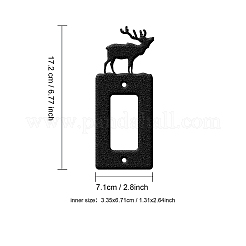 鉄の電灯のスイッチの装飾  ネジ付き  鹿と長方形  ブラック  17.2x7.1cm&nbsp;AJEW-WH0197-003