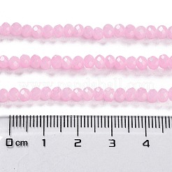 焼き絵用塗料、模造翡翠ガラスビーズの連  ファセットロンデル  パールピンク  4x3mm  穴：0.8~1mm  約105~110個/連  38~39cm&nbsp;DGLA-A034-J4MM-A26