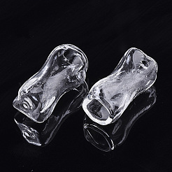 半手動吹きガラス瓶  DIYガラスバイアルペンダントチャーム用  直方体の  透明  29.5~31x13~14x13~14mm  半分穴：1.5mm&nbsp;GLAA-R213-01D