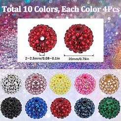 40スタイルのラウンド樹脂ラインストーングラデーションビーズ10個  UVメッキアクリルラウンドビーズ入り  分厚いフーセンガム風ボールビーズ  ミックスカラー  18~20mm  穴：2~2.5mm  4個/スタイル&nbsp;RESI-SC0003-01