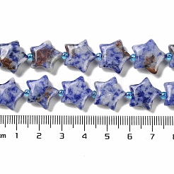 天然ブルースポットジャスパービーズ連売り  シードビーズで  膨らんだ星  14~15.5x15~16x6.5~7mm  穴：1mm  約24~25個/連  15.55''~15.95''（39.5~40.5センチメートル）&nbsp;G-NH0005-002