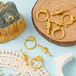 合金マンテル  花の付いた丸いリングの形  マットゴールドカラー  リング：18x15x4mm  バー：7x21x4mm  穴：2.5mm&nbsp;FIND-YW0002-21
