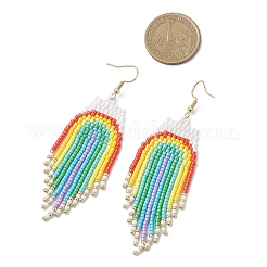 304 Stainless Steel Glass Seed Beads Rainbow Dangle Earrings&nbsp;EJEW-MZ00551