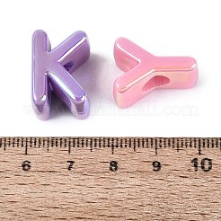 UVメッキ不透明アクリルヨーロピアンビーズ  文字L  虹色の  大穴ビーズ  ミックスカラー  18.5~20x9.5~19x12~12.5mm  穴：6.2mm&nbsp;OACR-N160-23