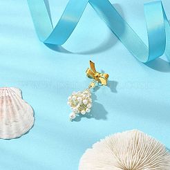 Shell Pearl Beaded Bell Pendant Brooch&nbsp;JEWB-MZ00002