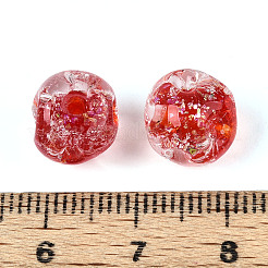 手作り箔ランプワークビーズ  ナゲット  ファイヤーブリック  9~10.5x10~11.5x10~11.5mm  穴：1.2~1.8mm  約50個/連  19.29~20.47''（49~52センチメートル）&nbsp;FOIL-T007-01C