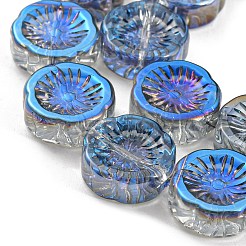 Half Plated Electroplate Glass Transparent Beads Strands&nbsp;EGLA-G037-10A-HP05