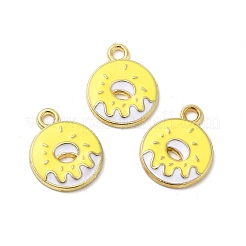 合金エナメルチャーム  ドーナツチャーム  ゴールドカラー  きいろ  19x15x2mm  穴：2mm&nbsp;LS-ENAM-J650-08G-03