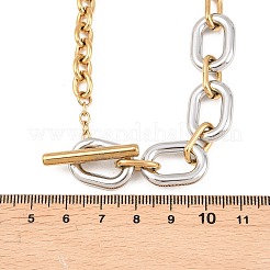 ツートンカラーの304ステンレススチール製オーバルリンクアズキチェーン（女性用ネックレス）  ゴールデン·ステンレス鋼色  17.52インチ（44.5cm）  リンク：20x14x3.5mm＆9x7x2mm&nbsp;NJEW-T020-03A-GP