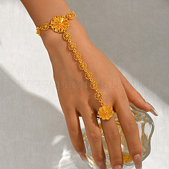 Brass Sunflower Single Finger Ring Bracelets for Women Party Wedding Elegant Jewelry&nbsp;WK3568
