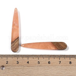 レジン＆ウッドパーツ  ティアドロップチャーム  ライトサーモン  44x7.5x3.5mm  穴：1.2mm&nbsp;WOOD-F015-01B