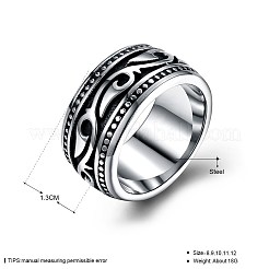 メンズステンレススチールフィンガー指輪  ワイドバンドリング  アンティークシルバー  usサイズ11（20.6mm）&nbsp;RJEW-BB29955-11