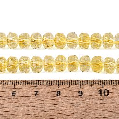 クラックル透明ガラスビーズ連売り  ロンデル  多面カット  ライトカーキ  7.5~8x5~5.5mm  穴：1.2~1.4mm  約66~69個/連  13.78~14.37インチ（35~36.5cm）&nbsp;GLAA-N068-03A-14