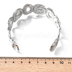 女性用ハンマー加工304ステンレススチール製カフバングル  楕円形と渦巻き  ステンレス鋼色  内径：2.42インチ（6.15cm）&nbsp;BJEW-T030-02P