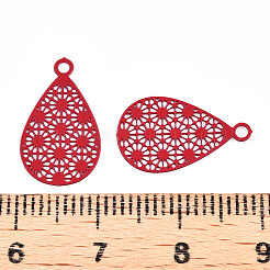 Spray Painted 430 Stainless Steel Filigree Pendants&nbsp;STAS-WH0047-78H