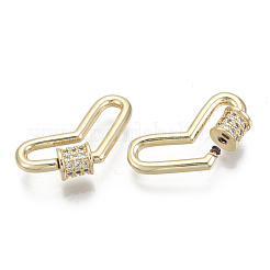Brass Micro Pave Cubic Zirconia Screw Carabiner Lock Charms&nbsp;KK-R136-066C-NF