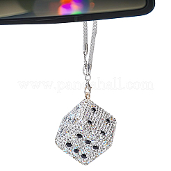 1Pc Dice Metal Rhinestone Car Pendant Decorations&nbsp;HJEW-CN0001-45A