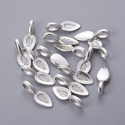 チベットのスタイル合金glunオンフラットパッドベイル作るペンダント用  カドミウムフリー＆鉛フリー  アンティークシルバー  21x7x6mm  穴：6x4mm&nbsp;X-TIBEP-3348-AS-RS