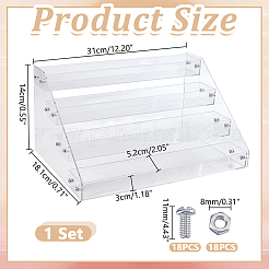 4段アクリル製ネイルポリッシュボトルオーガナイザーディスプレイライザースタンド  透明  31x18.1x14cm&nbsp;ODIS-WH0043-189B