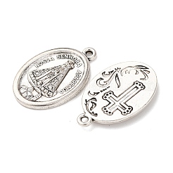 宗教的なチベットスタイルの合金ペンダント  ノッサ セニョーラ アパレシーダ チャーム付きオーバル  鉛フリー＆カドミウムフリー  アンティークシルバー  26x16.5x3mm  穴：1.5mm  約307個/1000g&nbsp;FIND-Z099-17AS-05