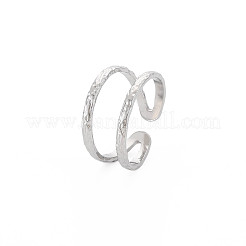 変色しない304ステンレススチール製ダブルラインオープンカフリング（女性用）  ステンレス鋼色  usサイズ8（18.1mm）&nbsp;X-RJEW-S405-200P