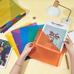 プラスチック文房具収納ポケット100個20セット  ファイル封筒ポーチ  長方形  ミックスカラー  285x235~250x1mm  穴：8mm  5個/セット&nbsp;AJEW-DR0003-01