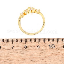 女性用真鍮マイクロパヴェクリアキュービックジルコニア指輪  葉  ラックめっき  カドミウムフリー＆鉛フリー  持続的なメッキ  18KGP本金メッキ  内径：18mm&nbsp;RJEW-U047-09G