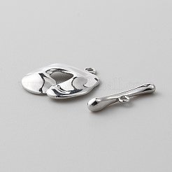 真鍮製マンテル  ジュエリー製作用の不規則なoクラスプ  プラチナ  バー：4x19x2mm  穴：1.2mm  ○クラスプ：19x15x2mm  穴：2mm&nbsp;KK-WH0004-11P
