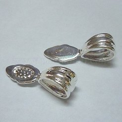 真鍮製ペンダントベイル  グルーオンフラットパッドベイル  オーバル  プラチナ  25.4x9.4x1.4mm  穴：7mm&nbsp;X-KK-Q185-N