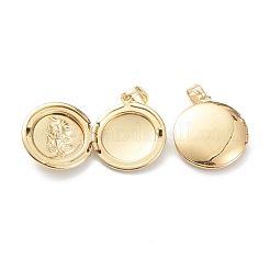 Brass Locket Pendants&nbsp;KK-P199-07G