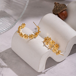 Flower with C-Shaped 304 Stainless Steel Stud Earrings&nbsp;DT7616