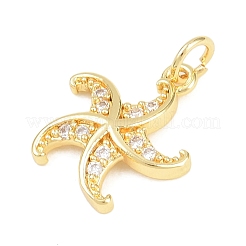Brass Micro Pave Clear Cubic Zirconia Pendants&nbsp;KK-D258-24G