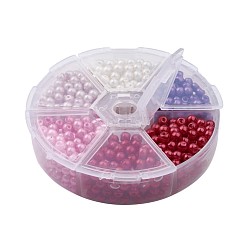ガラスパールビーズセット  パールカラーの  ラウンド  ミックスカラー  4mm  穴：1mm  約650個/箱&nbsp;HY-JP0003-04